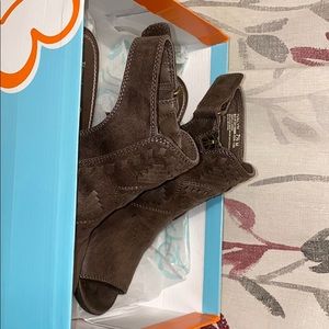 Brown zip up booties